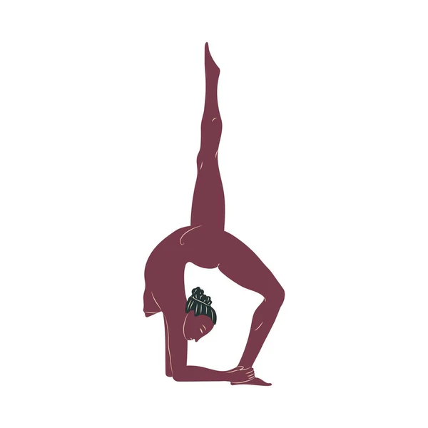 赤身裸体的黑人年轻女子正在进行体育锻炼 女性卡通人物在轻松背景下表现出孤立的瑜伽姿势 平面矢量图解 — 图库矢量图片