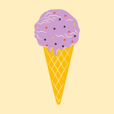 Parlak çizgi film tarzında dondurma. Dondurma düz vektörü beyaz arkaplanda izole edilmiş güzel renklerde. 