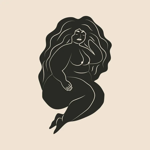 Γυμνό Γυναικείο Σώμα Έντονο Χρώμα Αφηρημένη Γυναικεία Σιλουέτα Body Positive — Διανυσματικό Αρχείο