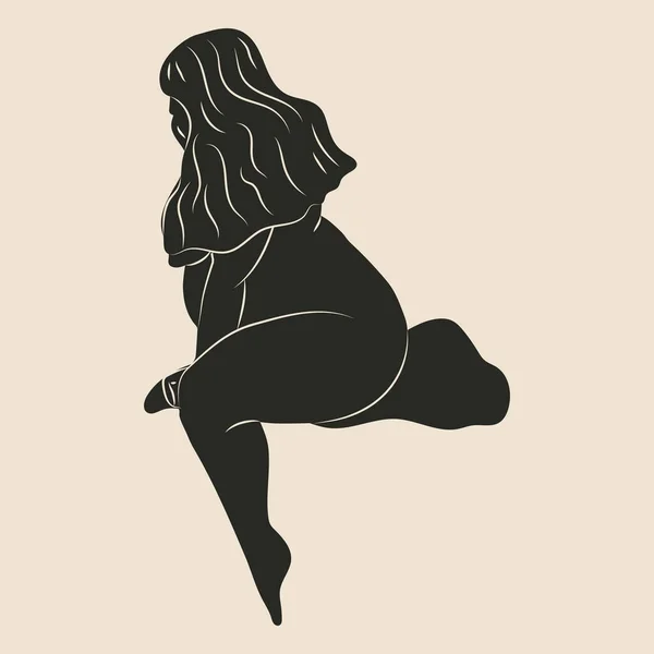 Γυμνό Γυναικείο Σώμα Έντονο Χρώμα Αφηρημένη Γυναικεία Σιλουέτα Σωματικά Θετικό — Διανυσματικό Αρχείο