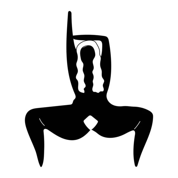 Figurine Nackte Junge Frau Beim Yoga Schwarz Weiße Zeichentrickfigur Die — Stockvektor