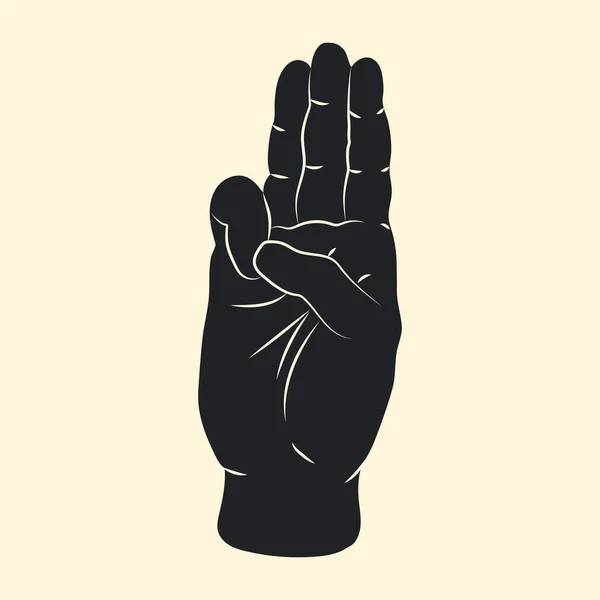 Três Dedos Linguagem Das Mãos Vetor Gráfico Gesto Mão Escoteiro — Vetor de Stock