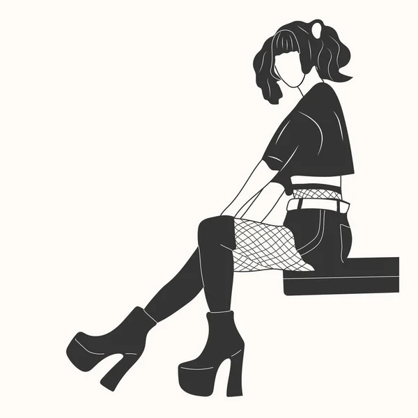 Ιαπωνικά Anime Cosplay Κοριτσίστικα Cosplay Μωβ Μαλλιά Απομονωμένη Απεικόνιση Διανύσματος — Διανυσματικό Αρχείο