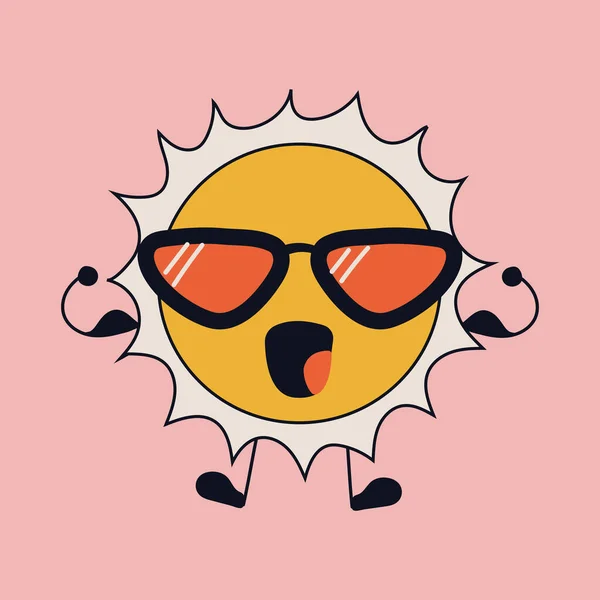 Cute Happy Funny Sun Kawaii Eyes Vector Illustration Isolated — Stock Vector
