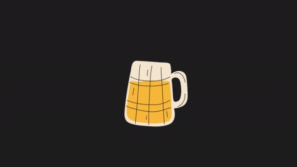 Glazen Vulling Met Bier Animated Icon Video Platte Cartoon Animatie — Stockvideo