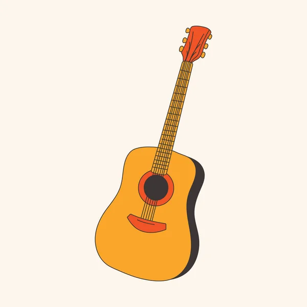 Guitarra Acústica Retro Aislada Sobre Fondo Blanco Ilustración Vectorial — Vector de stock