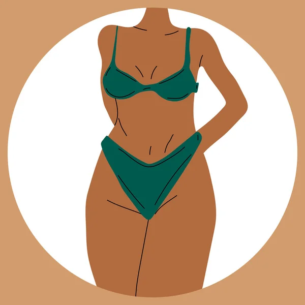 Bikinili Kadın Plaj Çamaşırı Herhangi Bir Vücut Tipini Sev Kabul — Stok Vektör