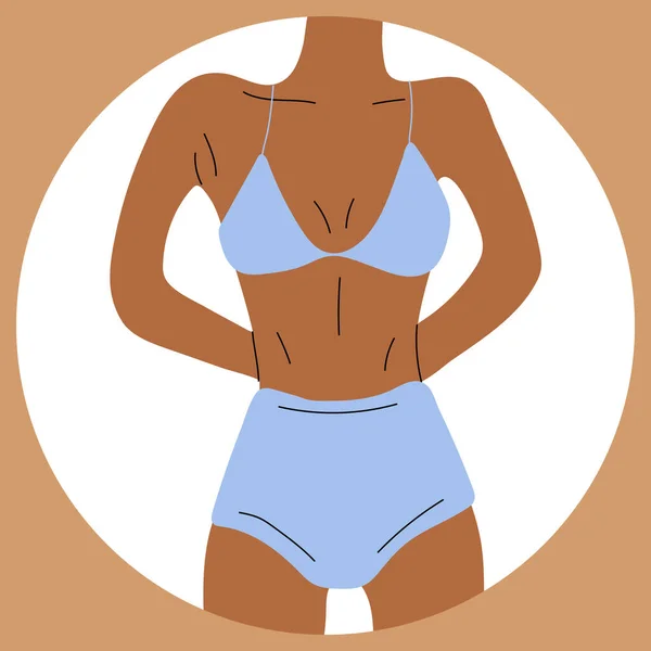 Woman Bikini Beach Underwear Love Accept Any Body Type Healthy — Stock Vector