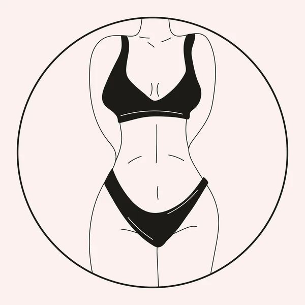 Donna Bikini Bianco Nero Biancheria Intima Spiaggia Amare Accettare Qualsiasi — Vettoriale Stock