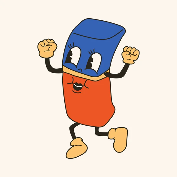 Borracha Como School Item Personagem Mascote Dos Desenhos Animados Anos —  Vetores de Stock