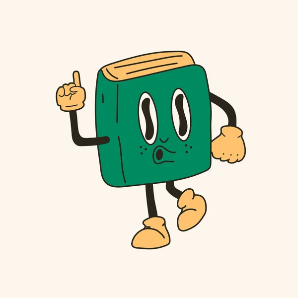 Book 30S Cartoon Mascot Character 40S 50S 60S Old Animation — ストックベクタ