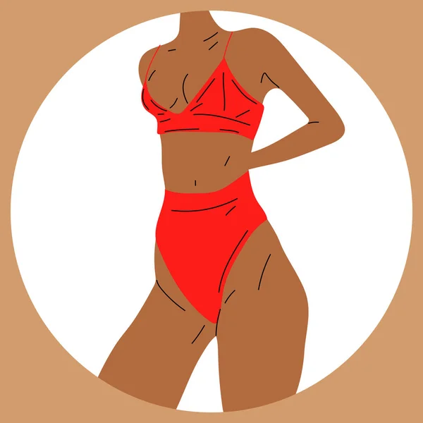Femme Bikini Sous Vêtements Plage Aimez Acceptez Tout Type Corps — Image vectorielle