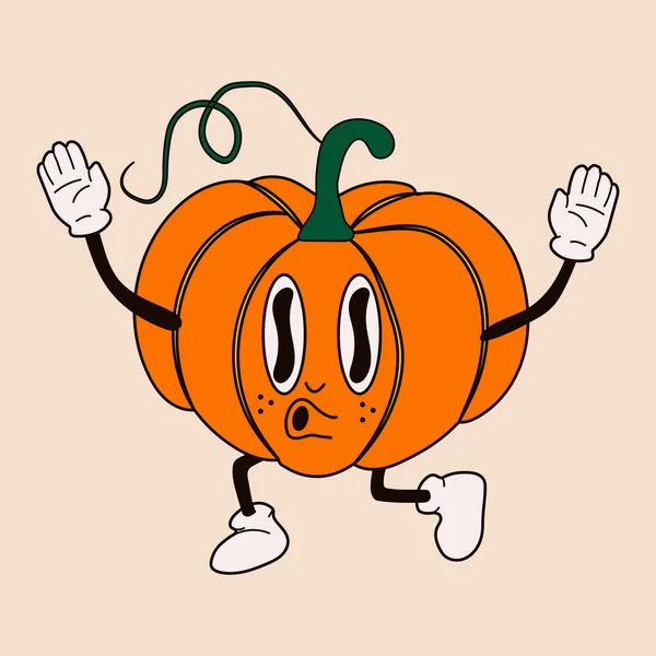 Cute Happy Funny Rainbow Pumpkin 30S Cartoon Mascot Character 40S — Stock Vector