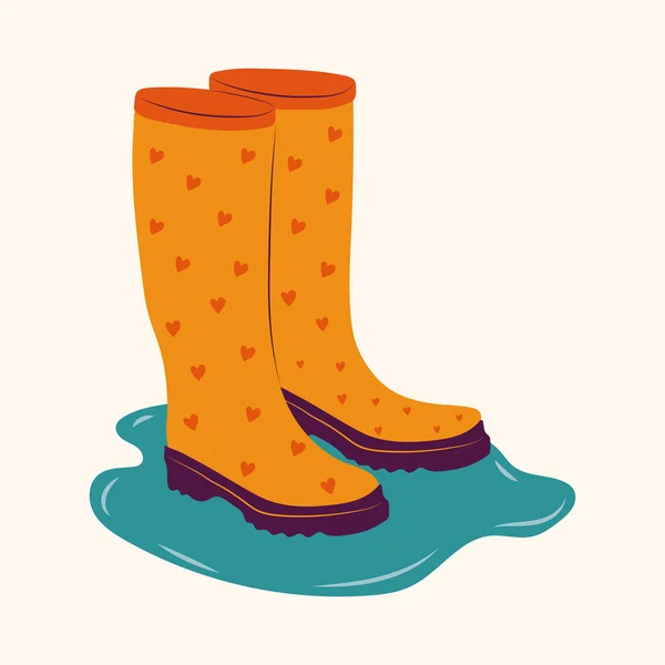 Ελαστικές Μπότες Απεικόνιση Φορέα Κινουμένων Σχεδίων Προστασία Ποδιών Πορτοκαλί Μπότες — Διανυσματικό Αρχείο