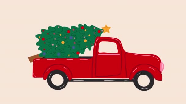 크리스마스 포스트 포스터 크리스마스 트리가 픽업트럭의 템플릿 빈티지 스타일이야 비디오 — 비디오
