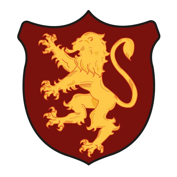Lion Vector Emblem Vintage Design Heraldic Symbols Elements — Stock Vector