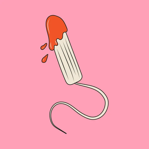 Weiblicher Weißer Tampon Mit Blutflecken Menstruationstage Vektor Illustrationsdesign — Stockvektor