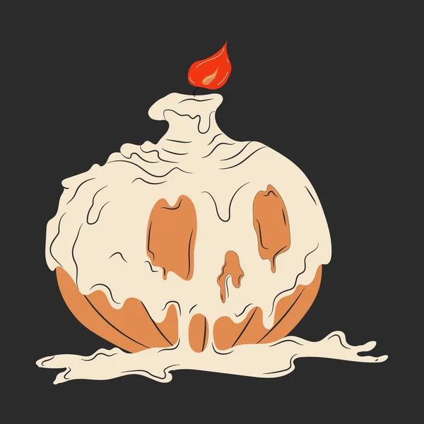 Halloween Kürbis Mit Kerze Vektor Cartoon Stil Alle Elemente Sind — Stockvektor