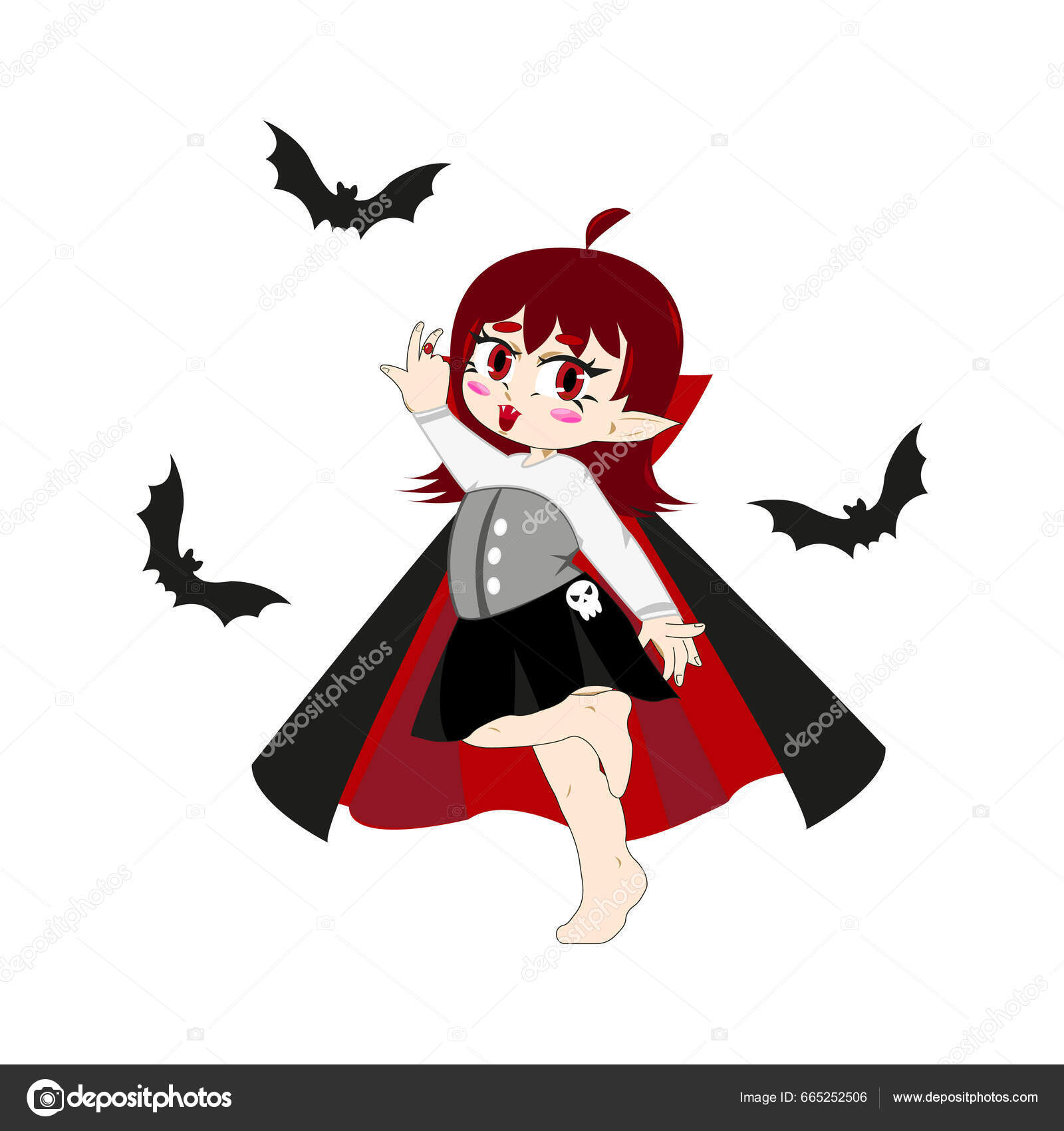 Premium Vector | Set of cute vampire anime girls cartoon halloween icon  nice lady in vampire costume