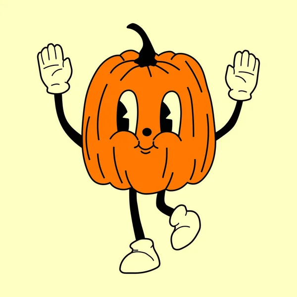 Pumpkin 30S Cartoon Maskottchen Charakter 40S 50Er 60S Alten Animationsstil — Stockvektor