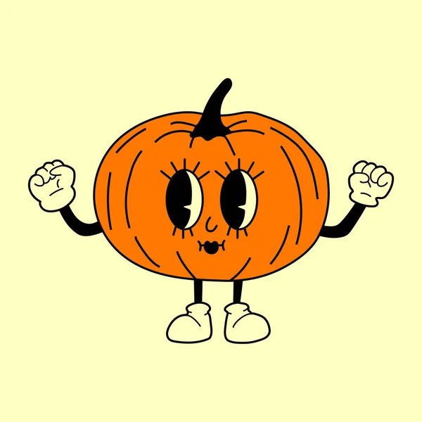 Pumpkin 30S Cartoon Maskottchen Charakter 40S 50Er 60S Alten Animationsstil — Stockvektor