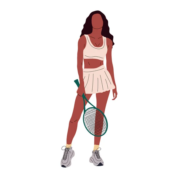 Färgglada Idrottskvinna Stor Tennisspelare Professionell Sport Kvinnliga Innehav Racket Och — Stock vektor