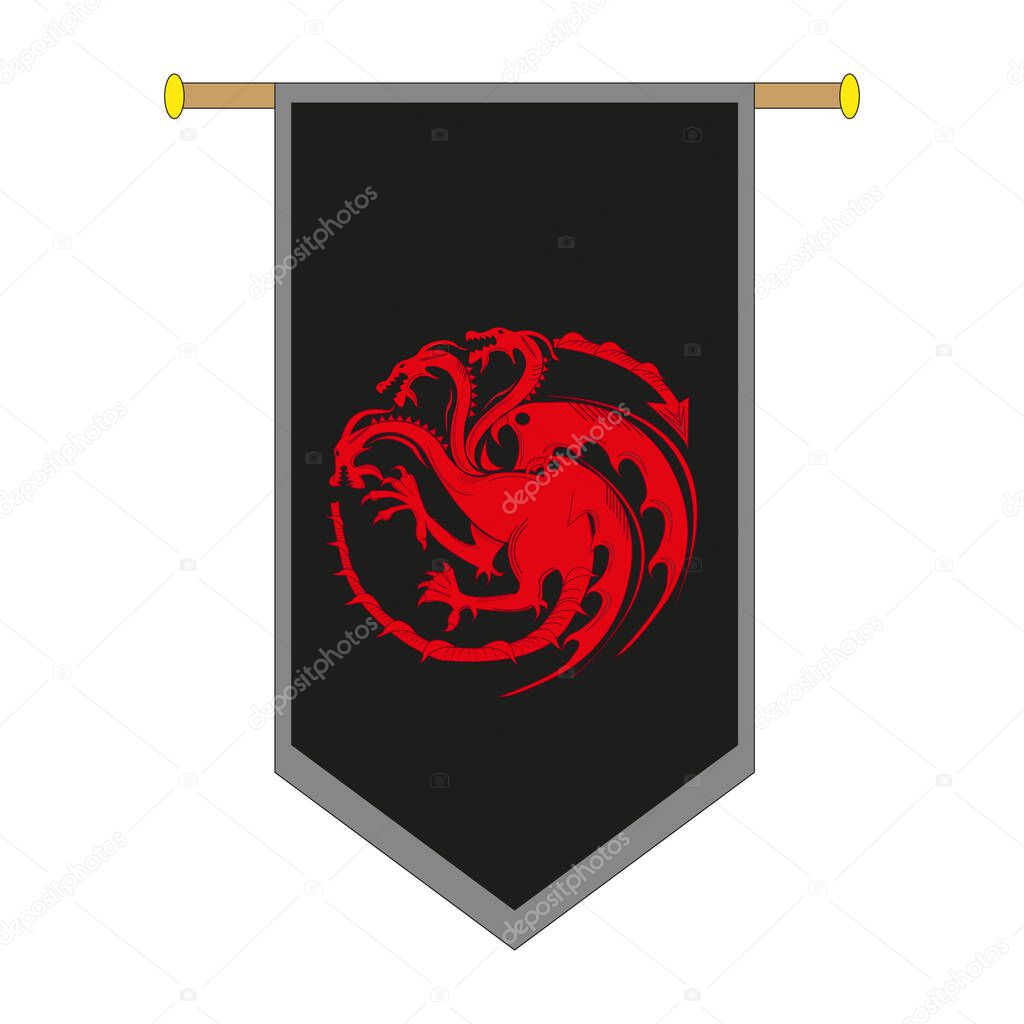 Emblem Three-headed dragon illustration. Dragon mascot art. Vector illustration design. Vector illustration.