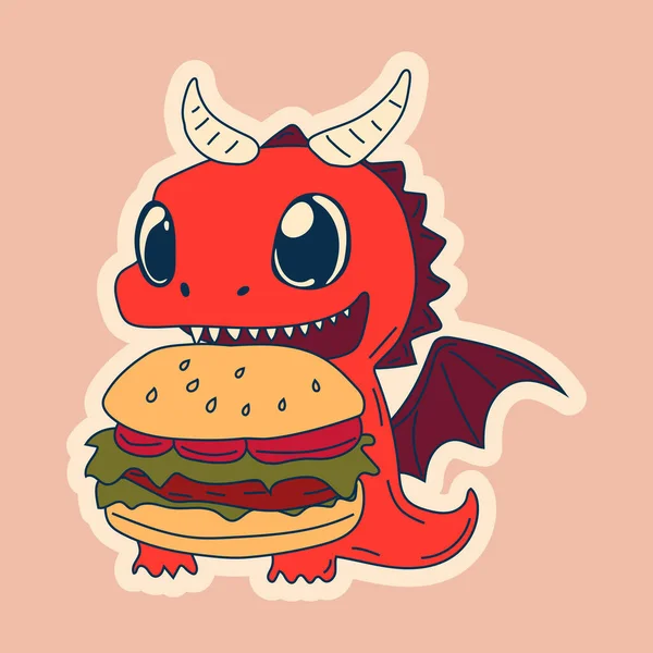 Vector Stock Illustration Isolated Emoji Character Cartoon Dragon Dinosaur Comes — Vector de stock