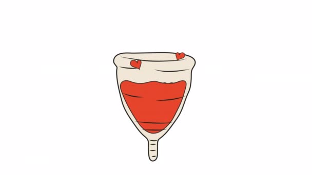 Copo Menstrual Com Corações Produtor Higiene Menina Imagens Vídeo Transparência — Vídeo de Stock