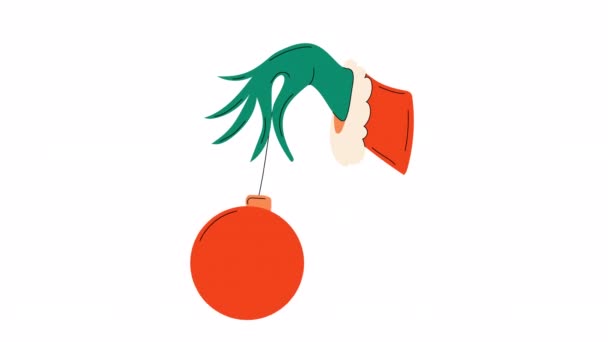 緑の手 メリークリスマス 4Kビデオ映像 ウェブデザインのためのアルファチャンネル透明性 — ストック動画