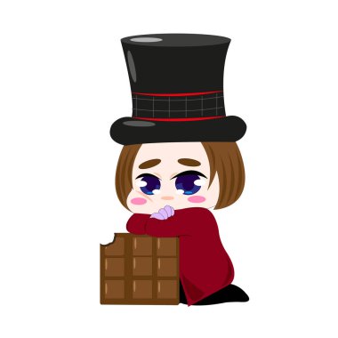 Cute little the owner of a confectionery factory. illustration. Character concept art. clipart