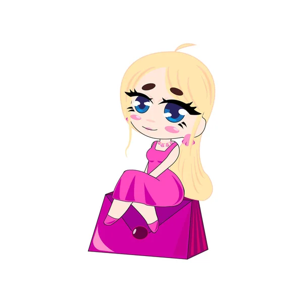 Menina Bonito Vetor Jovem Bela Barbie Personagem Dos Desenhos Animados — Vetor de Stock