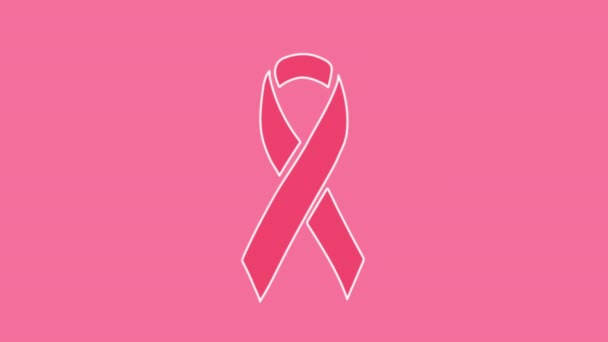 Animation Icon Breast Cancer Pink Ribbon Flat Design Video Flat — Stock Video