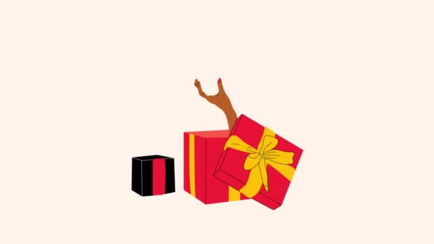 Анімація Руки Тримають Подарункову Коробку Прикрашену Бантом Векторні Ілюстрації Найкраща — стокове відео