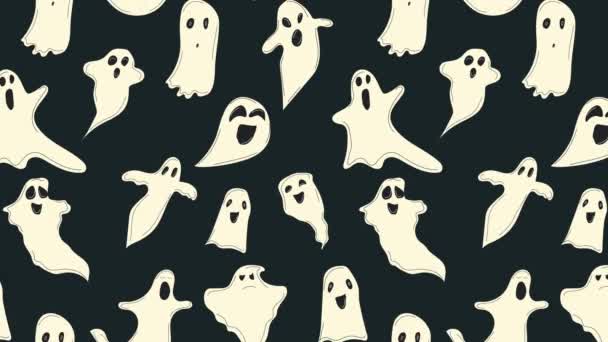 Pozadí Smyčky Kreslený Halloween Duch Strašidelný Duch Tajemné Přízraky Video — Stock video