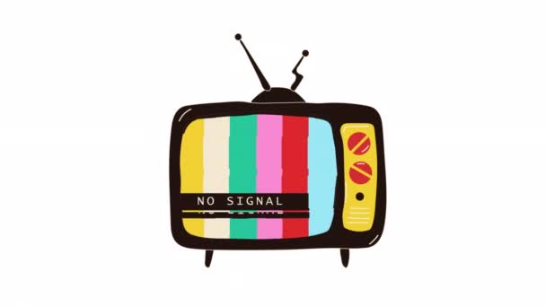 Televisão Antiga Com Animação Sem Tela Sinal Jogo Antigo Nostalgia — Vídeo de Stock