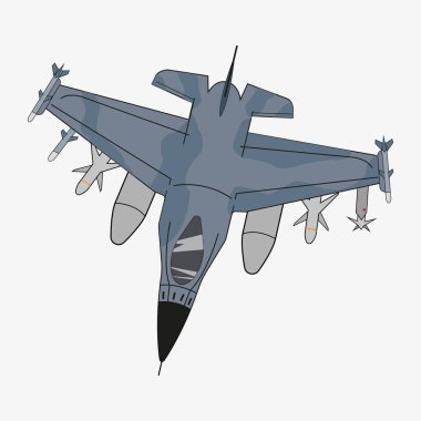 F-16 Fighting Falcon çağdaş bir savaş uçağıdır ve bu vektör görüntüsü baskı, poster ve resimlerde kullanılmak için uygundur..