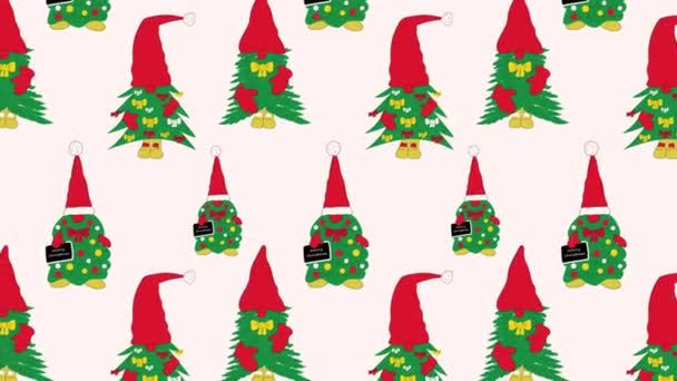 Gnome Natal Bonito Feito Animação Árvore Natal Loop Background Vídeo — Vídeo de Stock