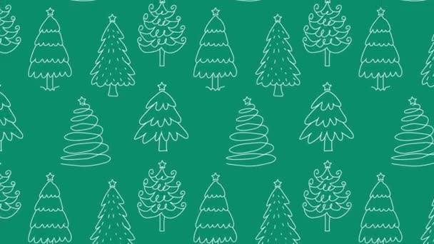 Christmas Tree Line Animation Loop Background Video Flat Cartoon Animation — Stock Video