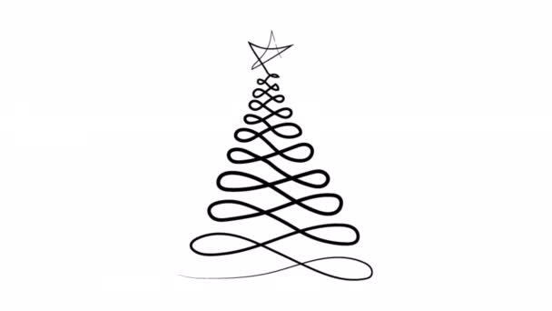 Set Linea Dell Albero Natale Video Piatto Cartone Animato Elemento — Video Stock