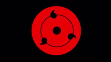 Simge animasyonu Sharingan. 4K video görüntüleri, alfa kanal şeffaflığı