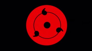 Simge animasyonu Sharingan. 4K video görüntüleri, alfa kanal şeffaflığı