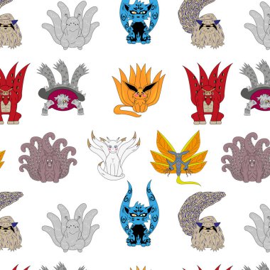 Hayvanlarla kusursuz bir düzen. Vektör çizimi. Tüm elementler izole edildi