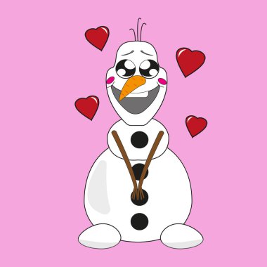 Cute Cartoon Christmas snowman character. Vector clipart