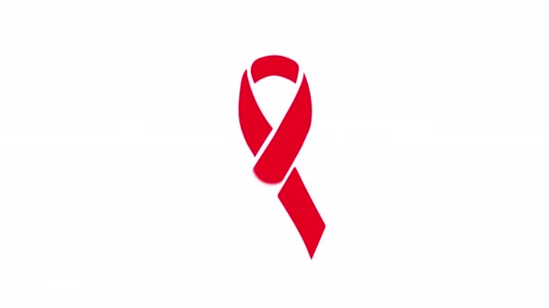 Animatie Rood Pictogram Aids Bewustmakingslint Wereld Aids Dag Symbool Video — Stockvideo