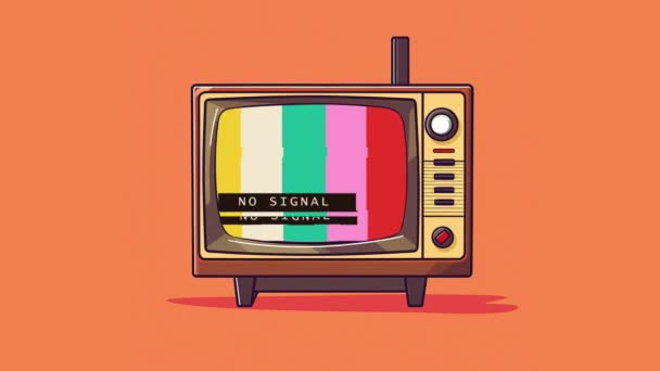 Hay Ilustración Televisión Señal Retro Colorido Animado Video Plano Dibujos — Vídeo de stock