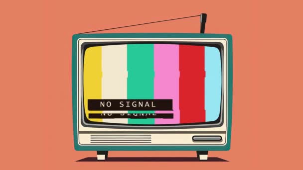 Keine Signal Illustration Retro Bunt Animiert Video Flache Zeichentrick Design — Stockvideo