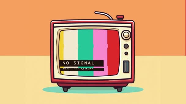 Όχι Εικονογράφηση Στην Τηλεόραση Ρετρό Πολύχρωμα Κινούμενα Σχέδια Βίντεο Επίπεδη — Αρχείο Βίντεο