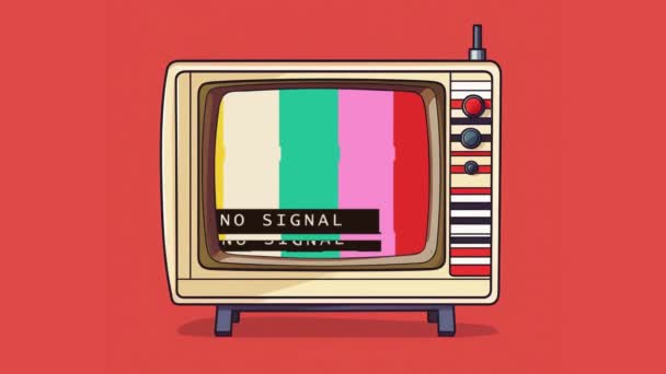 Όχι Εικονογράφηση Στην Τηλεόραση Ρετρό Πολύχρωμα Κινούμενα Σχέδια Βίντεο Επίπεδη — Αρχείο Βίντεο