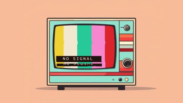 Hay Ilustración Televisión Señal Retro Colorido Animado Video Plano Dibujos — Vídeos de Stock